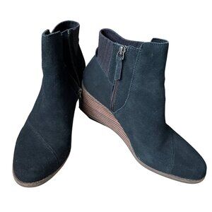 TOMS Women's, Black Suede Wedge Bootie